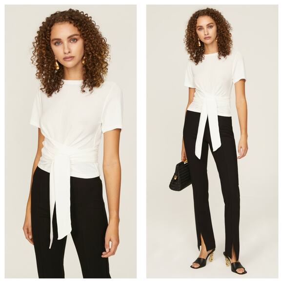 Modern Citizen Jude Cropped Wrap Top Size Small White Crepe Minimalist Chic - Picture 1 of 13